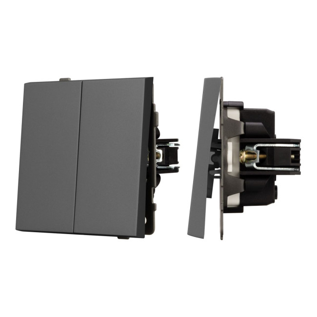 Механизм выключателя двухклавишный проходной Arlight SWT-TENDO-MKP2-SFPL-GR (230V, 10A) 054555