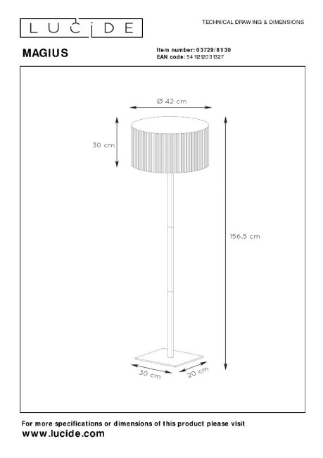 Торшер Lucide Magius 03729/81/30 Торшер Lucide Magius 03729/81/30