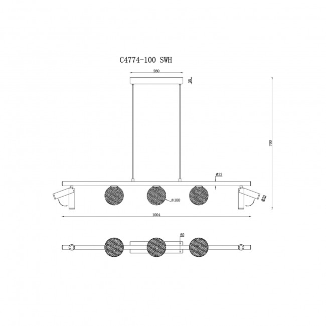 Подвесная люстра iLedex Telescope C4774-100 SWH Подвесная люстра iLedex Telescope C4774-100 SWH