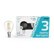 Лампа светодиодная Gauss Basic Filament E14 5,5W 4100K 1051126T Лампа светодиодная Gauss Basic Filament E14 5,5W 4100K 1051126T