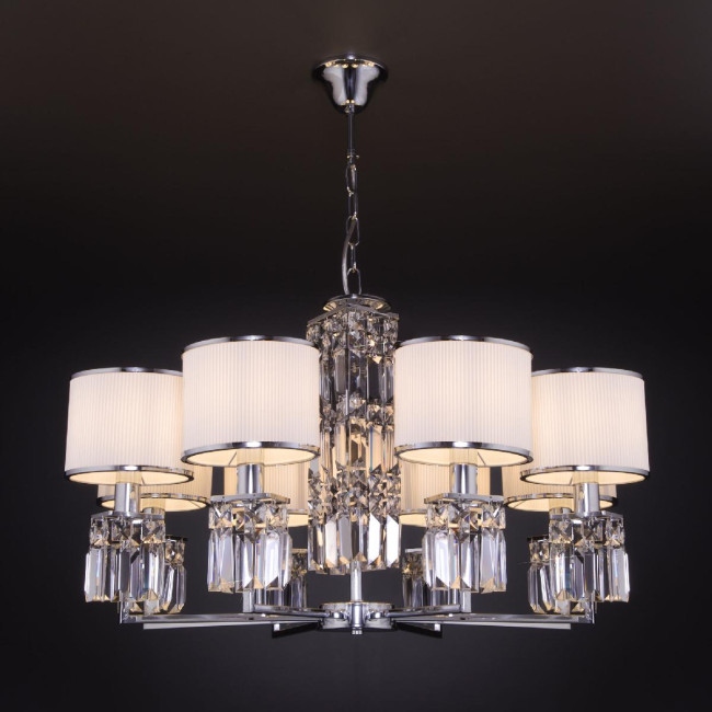 Подвесная люстра Eurosvet Zaffiro 10099/8 хром/прозрачный хрусталь Strotskis (новый абажур)