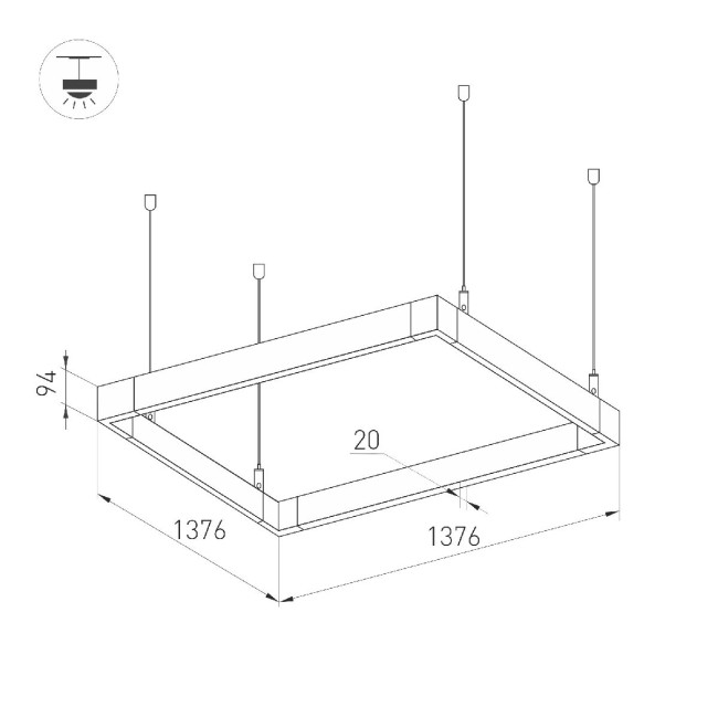 Подвесной светильник Arlight ALT-LINEAIR-QUADRAT-FLAT-UPDOWN-DIM-1375-170W Warm3000 040635