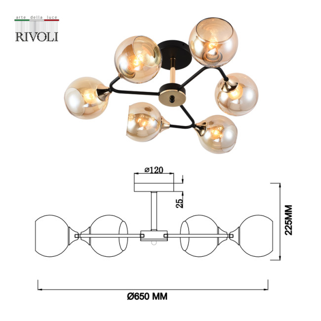 Люстра на штанге Rivoli Alison 3138-306 Б0055386 Люстра на штанге Rivoli Alison 3138-306 Б0055386