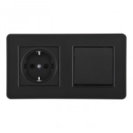 Выключатель одноклавишный с розеткой Arte Milano SET16-2-40-1-30-1 black