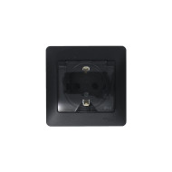 Розетка с/з со шторками с крышкой, 16А, IP44 (в сборе) Systeme Electric Glossa Антрацит GSL000748