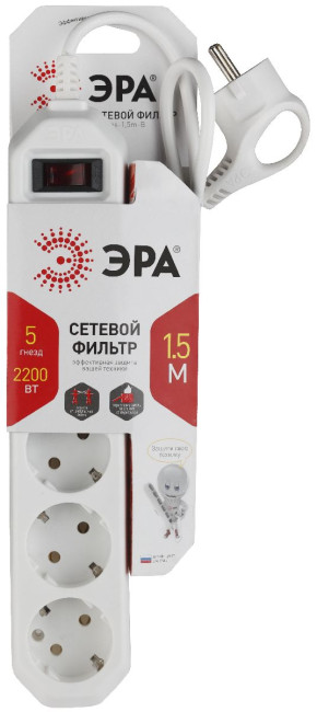 Сетевой фильтр Эра USF-5es-1.5m-W Б0019031