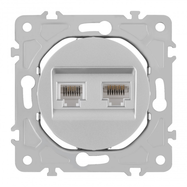 Розетка телефонная RJ11 + компьютерная RJ45 Arte Milano 202.44-1.silver