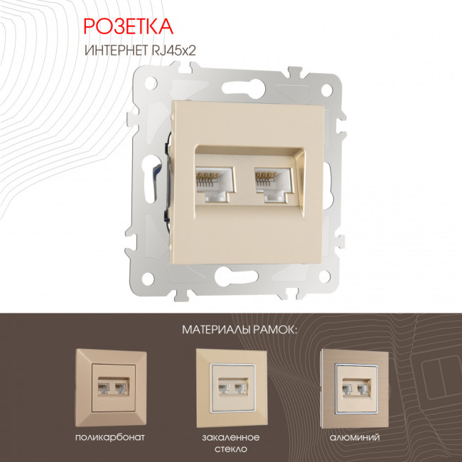 Розетка двойная RJ45 Arte Milano 203.45-2.shampan Розетка двойная RJ45 Arte Milano 203.45-2.shampan