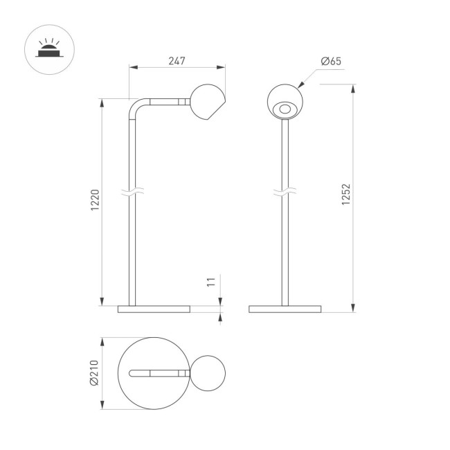 Торшер Arlight SP-OTTORI-FLOOR-6W Warm3000 (BR, 30 deg, 230V) (IP20 Металл) 058485 Торшер Arlight SP-OTTORI-FLOOR-6W Warm3000 (BR, 30 deg, 230V) (IP20 Металл) 058485
