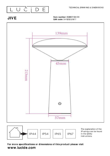 Уличный светильник Lucide Jive 02807/04/31 Уличный светильник Lucide Jive 02807/04/31