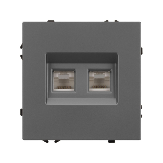 Механизм сдвоенной компьютерной розетки Arlight SCT-NOBE-MPC2-SFPL-GR (RJ-45, CAT6) 054315