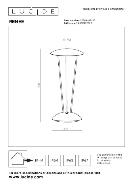 Уличный светильник Lucide Renee 27504/02/30 Уличный светильник Lucide Renee 27504/02/30