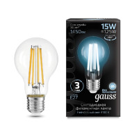 Лампа светодиодная филаментная Gauss E27 15W 4100K груша прозрачная 102902215 Лампа светодиодная филаментная Gauss E27 15W 4100K груша прозрачная 102902215