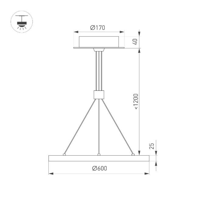 Подвесной светильник Arlight SP-CONGO-CAN-1-R600-36W Warm3000 (GD, 120 deg, 230V) 046244 Подвесной светильник Arlight SP-CONGO-CAN-1-R600-36W Warm3000 (GD, 120 deg, 230V) 046244
