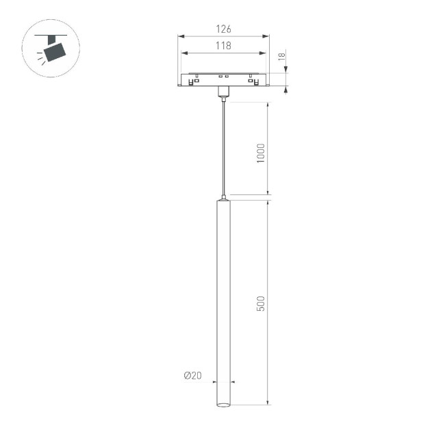 Трековый магнитный светильник Arlight MAG-ORIENT-SPOT-HANG-L500-R20-3W Warm3000 (BK, 20 deg, 48V) 046897 Трековый магнитный светильник Arlight MAG-ORIENT-SPOT-HANG-L500-R20-3W Warm3000 (BK, 20 deg, 48V) 046897