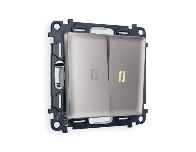 Комплект механизма 2-кл проходного выключателя с подсветкой Ambrella Volt Alfa MA504030