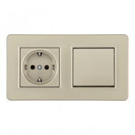 Выключатель одноклавишный с розеткой Arte Milano SET16-2-40-1-30-1 shampan