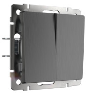 Выключатель двухклавишный Werkel графит рифленый W1120004 4690389158469 Выключатель двухклавишный Werkel графит рифленый W1120004 4690389158469