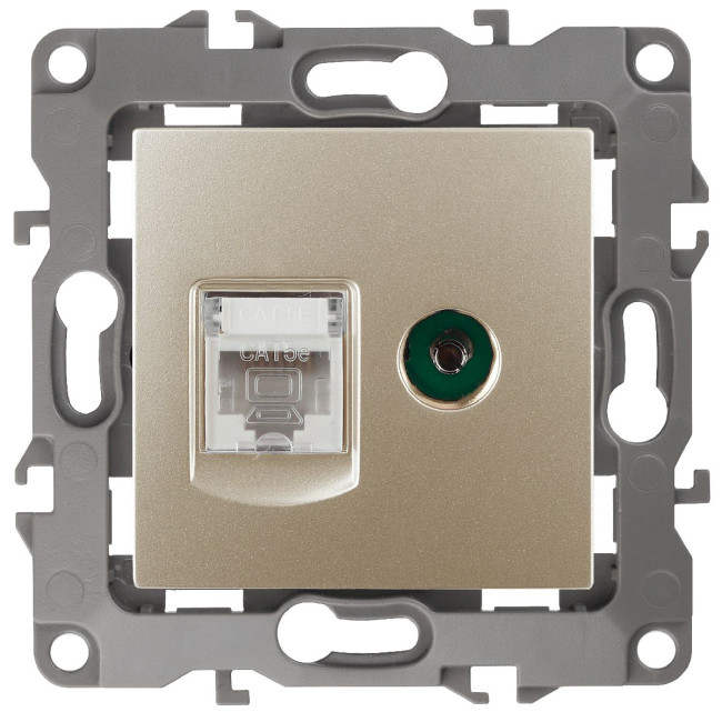 Розетка комбинированная RJ45+TV Эра 12-3110-04 Б0027444 Розетка комбинированная RJ45+TV Эра 12-3110-04 Б0027444