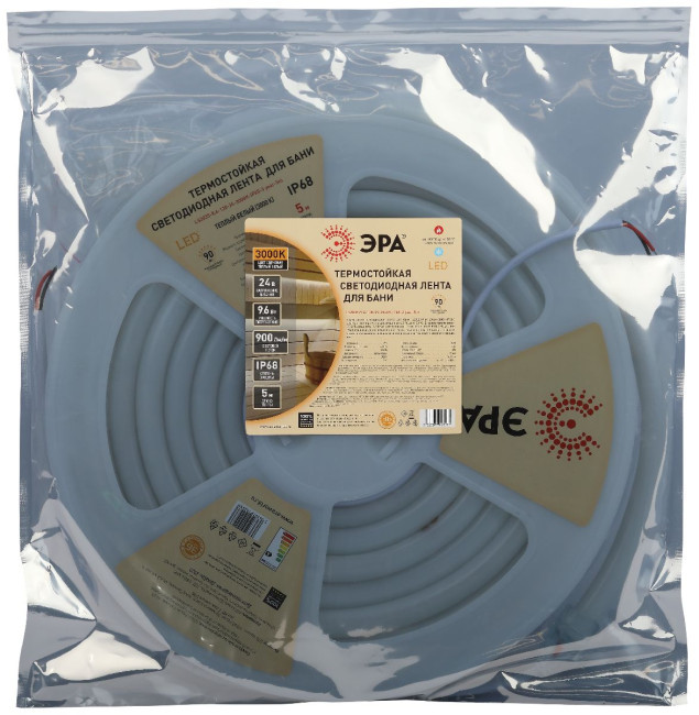 Лента светодиодная термостойкая Эра LS2835-9,6-120-24-3000K-IP68-3 year-5m Б0062320