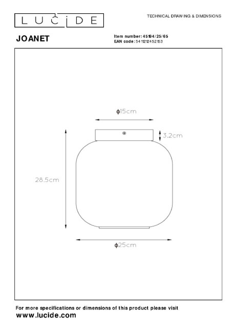 Потолочный светильник Lucide Joanet 45194/25/65 Потолочный светильник Lucide Joanet 45194/25/65