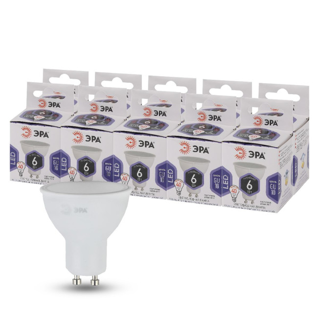 Лампа светодиодная Эра GU10 6W 6000K LED MR16-6W-860-GU10 Б0049070 Лампа светодиодная Эра GU10 6W 6000K LED MR16-6W-860-GU10 Б0049070