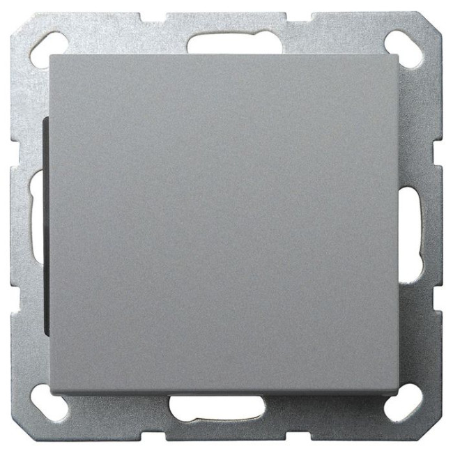 Выключатель одноклавишный Jasmart в комплекте с накладкой 10A 250V цвет алюминий G3011S Выключатель одноклавишный Jasmart в комплекте с накладкой 10A 250V цвет алюминий G3011S