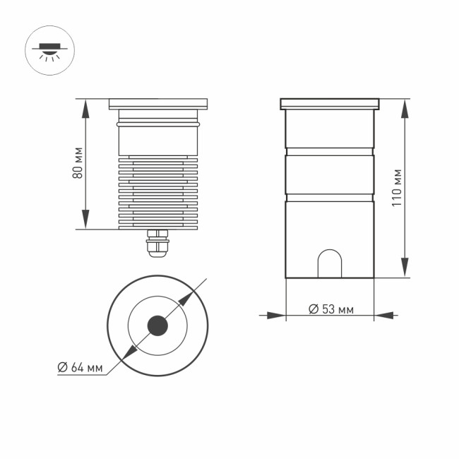 Грунтовый светильник Arlight LTD-GROUND-R65-6W Warm2700 (SL, 24 deg, 230V) (IP67 Металл) 060623 Грунтовый светильник Arlight LTD-GROUND-R65-6W Warm2700 (SL, 24 deg, 230V) (IP67 Металл) 060623