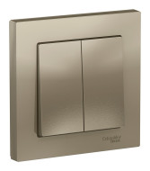 Выключатель 2-клавишный сх.5, 10АХ, в сборе Systeme Electric AtlasDesign Шампань ATN000552