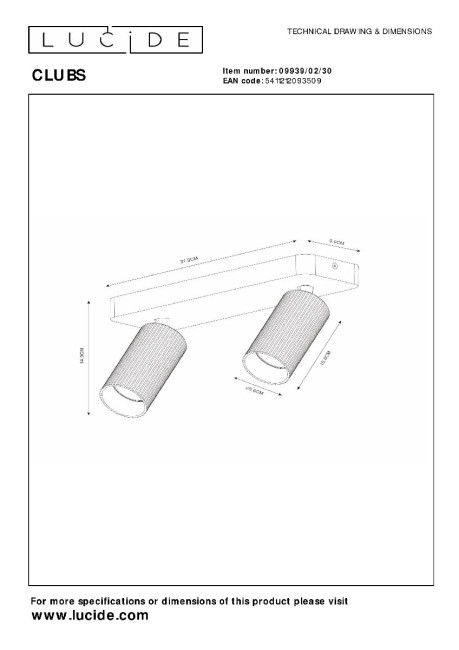 Спот Lucide Clubs 09939/02/30 Спот Lucide Clubs 09939/02/30