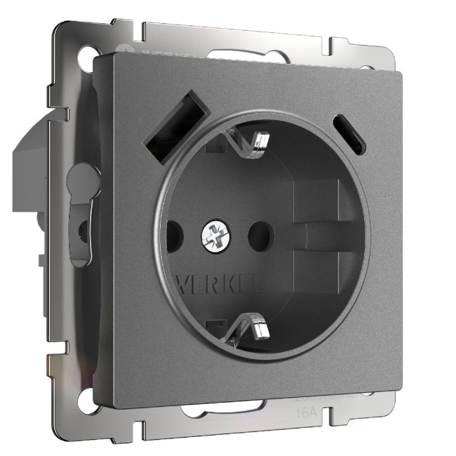 Розетка с заземлением, шторками и USB тип A+C Werkel W1171764 4690389194436 a063106 Розетка с заземлением, шторками и USB тип A+C Werkel W1171764 4690389194436 a063106