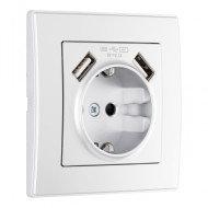 Комплект розетки с/з и шторками + USB и рамкой Arte Milano SET06-1-47-1 silver Комплект розетки с/з и шторками + USB и рамкой Arte Milano SET06-1-47-1 silver
