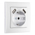 Комплект розетки с/з и шторками + USB и рамкой Arte Milano SET06-1-47-1 silver
