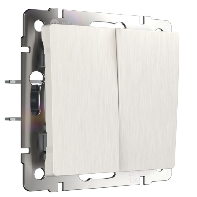 Выключатель двухклавишный Werkel перламутровый рифленый W1120013 4690389160882 Выключатель двухклавишный Werkel перламутровый рифленый W1120013 4690389160882