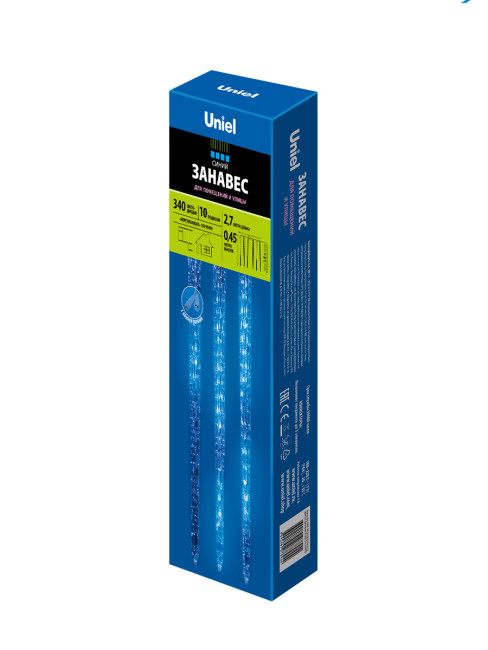 Светодиодная гирлянда (11125) Uniel занавес Сосульки 220V синий ULD-E3005-300/DTK BLUE IP44 ICICLE Светодиодная гирлянда (11125) Uniel занавес Сосульки 220V синий ULD-E3005-300/DTK BLUE IP44 ICICLE
