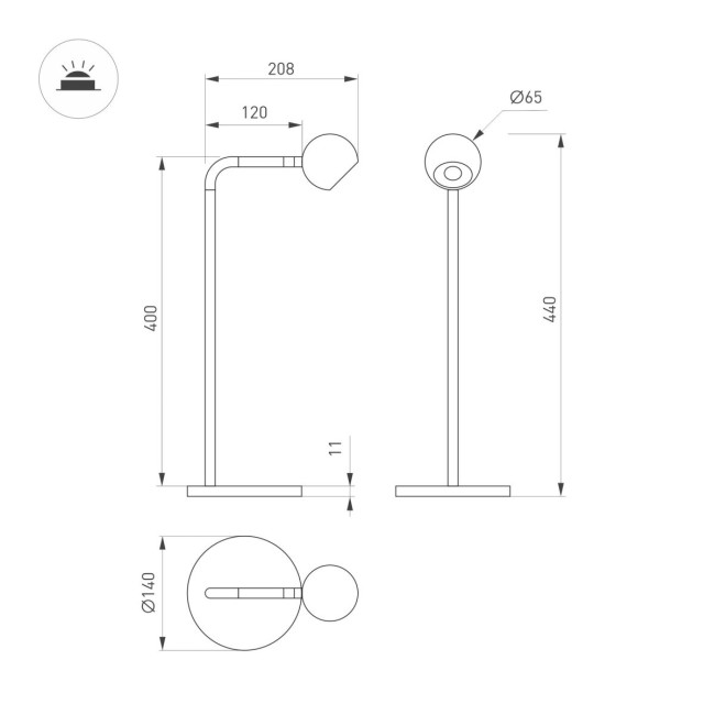 Настольная лампа Arlight SP-OTTORI-TAB-6W Warm3000 (BR, 30 deg, 230V) (IP20 Металл) 058487