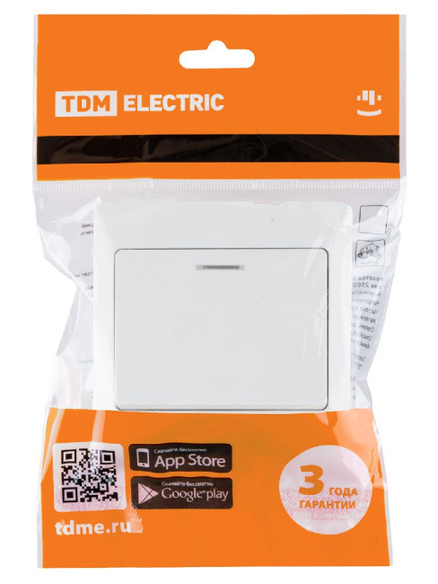 Выключатель одноклавишный с подсветкой Ильмень TDM Electric SQ1823-0003