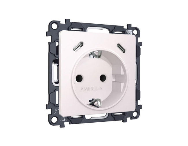 Комплект механизма электрической розетки 2USB С+C 20W Ambrella Volt MA210510 (быстрая зарядка) с/з на винтовых зажимах 16A-250V Alfa Жемчуг Quant Комплект механизма электрической розетки 2USB С+C 20W Ambrella Volt MA210510 (быстрая зарядка) с/з на винтовых зажимах 16A-250V Alfa Жемчуг Quant