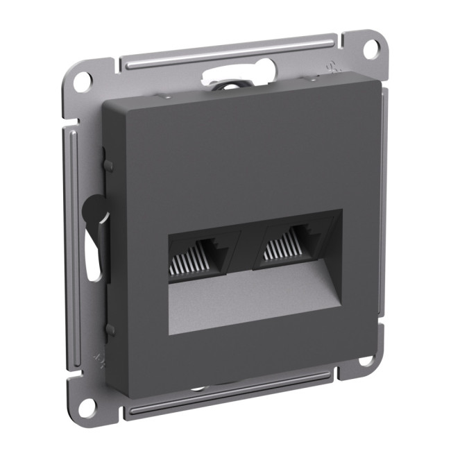 Розетка двойная компьютерная RJ45+RJ45, кат.5Е, механизм Systeme Electric AtlasDesign Базальт ATN001485