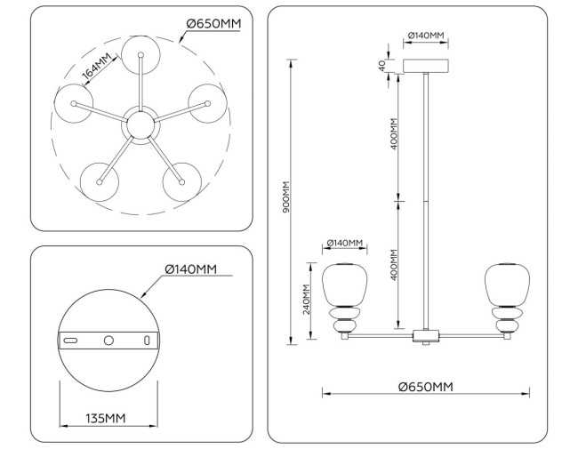 Люстра на штанге Ambrella Light High Light Ceramo Modern LH53164 Люстра на штанге Ambrella Light High Light Ceramo Modern LH53164