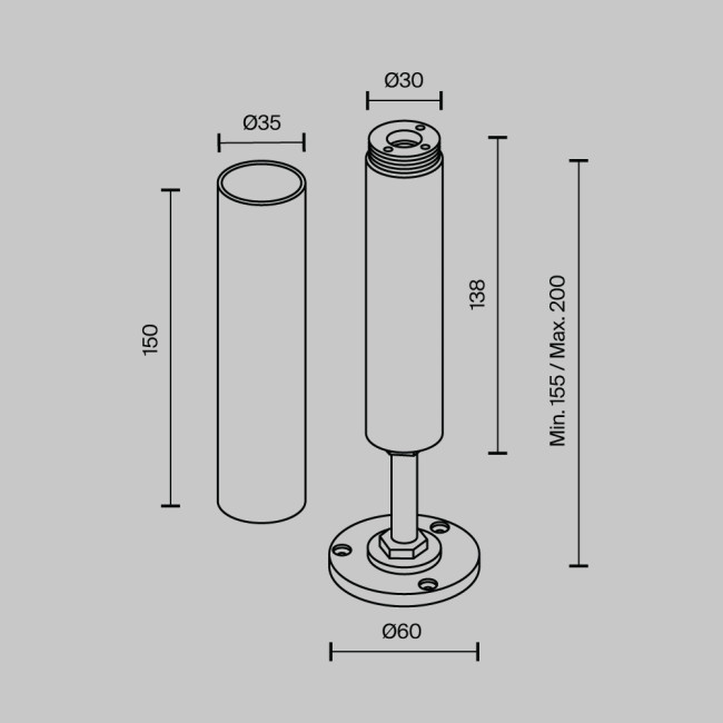 Основание с регулировкой по высоте Maytoni Shelf CA025BA-B