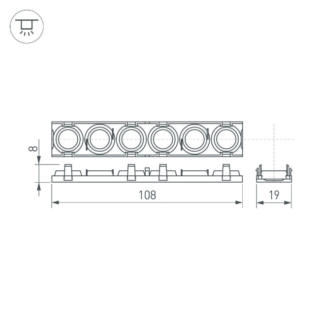 Экран линзованный Arlight SL-LINE-W20-55deg-540 041793 Экран линзованный Arlight SL-LINE-W20-55deg-540 041793