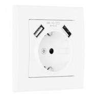 Комплект розетки с/з и шторками + USB и рамкой Arte Milano SET06-1-47-1 white Комплект розетки с/з и шторками + USB и рамкой Arte Milano SET06-1-47-1 white