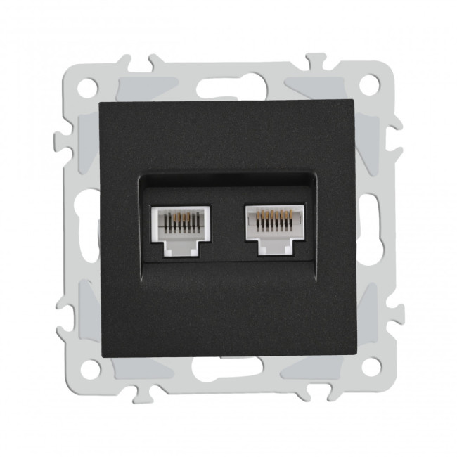 Розетка телефонная RJ11 + компьютерная RJ45 Arte Milano 206.44-1.black Розетка телефонная RJ11 + компьютерная RJ45 Arte Milano 206.44-1.black