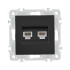 Розетка телефонная RJ11 + компьютерная RJ45 Arte Milano 206.44-1.black Розетка телефонная RJ11 + компьютерная RJ45 Arte Milano 206.44-1.black