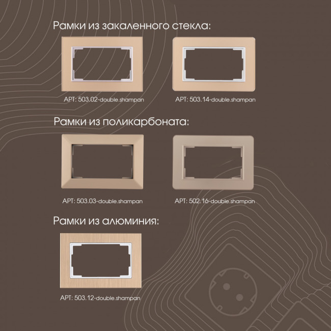 Розетка двойная с заземлением Arte Milano 203.40-2.shampan