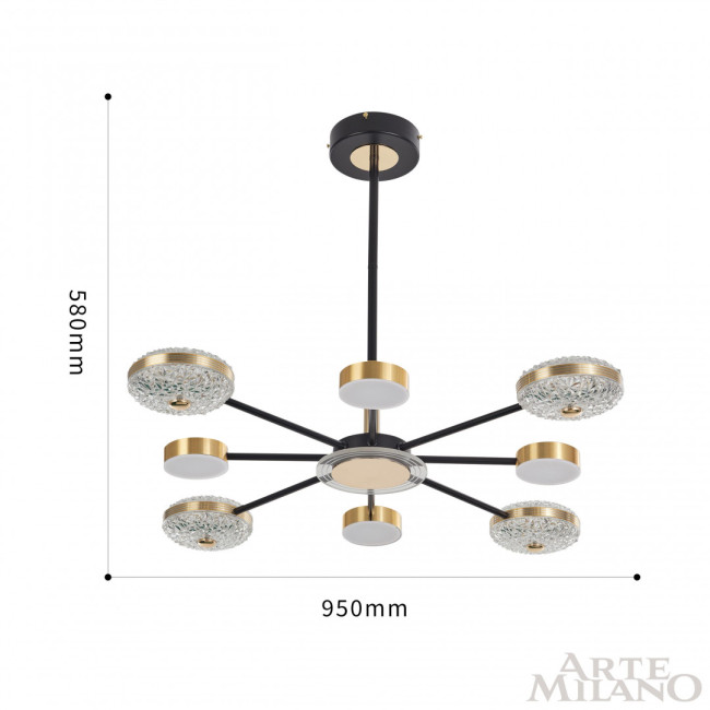Люстра на штанге Arte Milano 272069/8 BK/GD