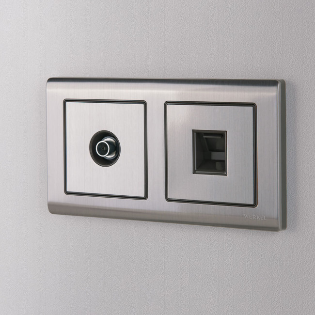 Лицевая панель Werkel розетки RJ45 и RJ11 глянцевый никель WL02-RJ-CP 4690389100406 Лицевая панель Werkel розетки RJ45 и RJ11 глянцевый никель WL02-RJ-CP 4690389100406