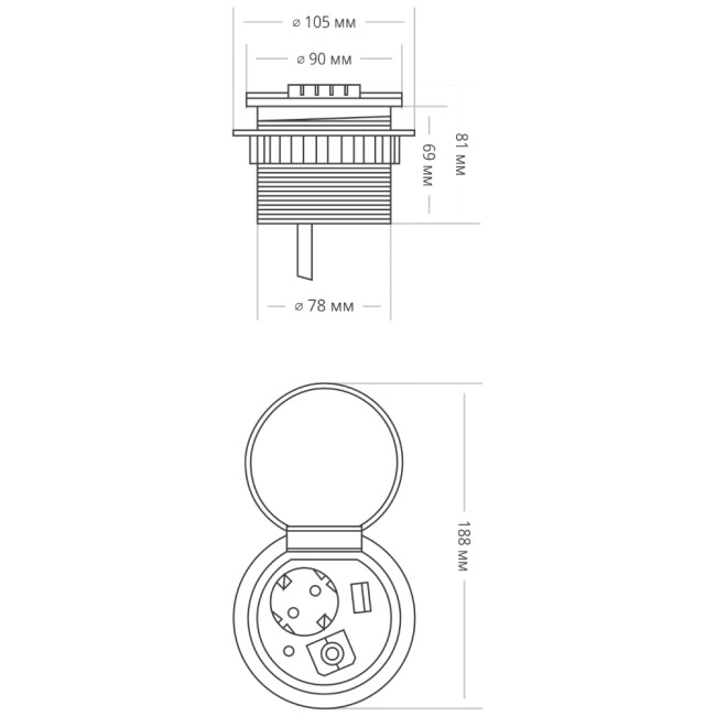 Блок розеток 51 (1 секция и 2 USB) Mebax 00-00000828 Блок розеток 51 (1 секция и 2 USB) Mebax 00-00000828
