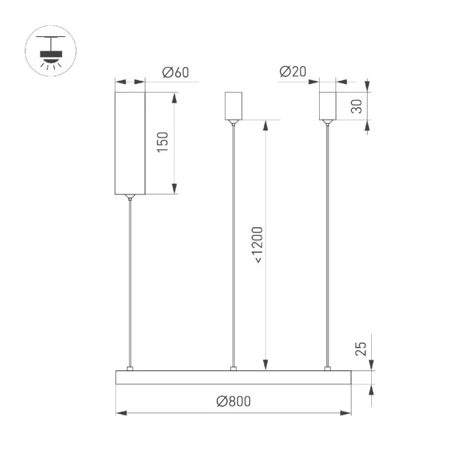 Подвесной светильник Arlight SP-CONGO-MULT-1-R800-42W Warm3000 (BK, 120 deg, 230V) 046247 Подвесной светильник Arlight SP-CONGO-MULT-1-R800-42W Warm3000 (BK, 120 deg, 230V) 046247
